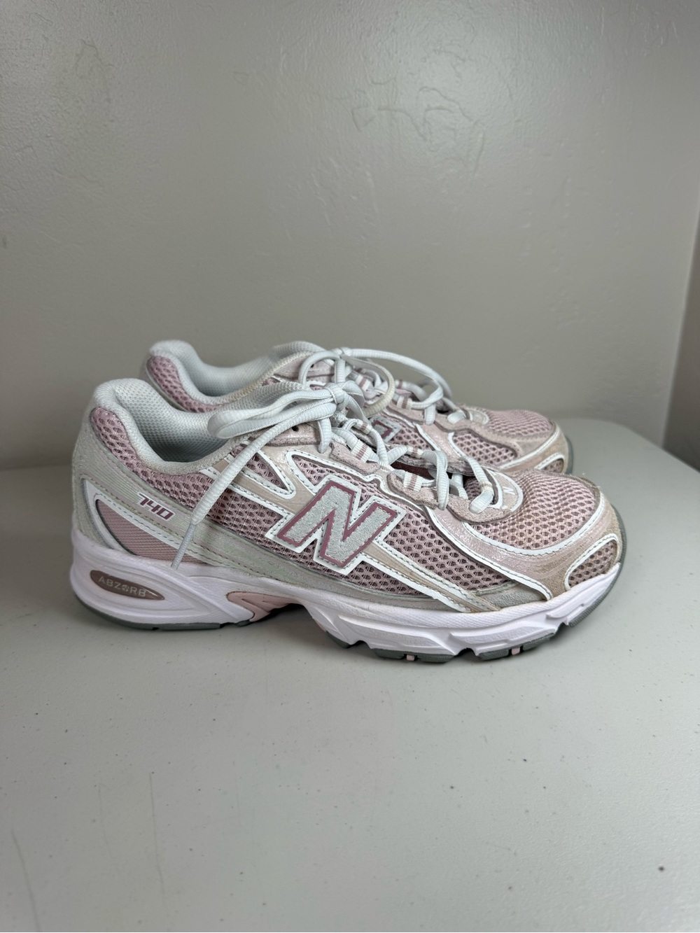 New Balance Women's Light Pink and White Mesh Trainers